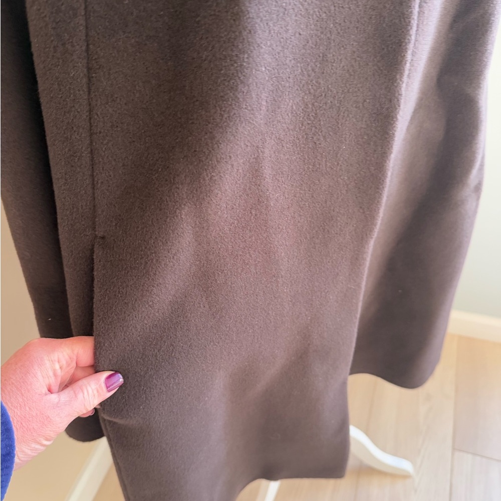 CINZIA ROCCA DUE 100% Women's Wool Funnel Neck A-Line Coat Dark Brown- 22 - Picture 5 of 16